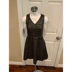 Moulinette Soeurs Shimmering Black Silver Tweed Fit & Flare Dress, Size 2
